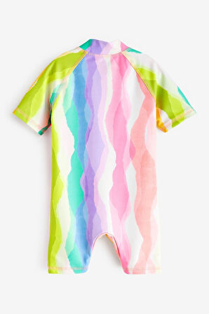 Next Baby Pembe Renk Bloklu 50+Upf Güneş Korumalı Mayo