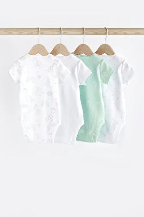 % 100 Pamuklu Adaçayı Yeşili Kısa Kollu 4’lü Body Zıbın Set