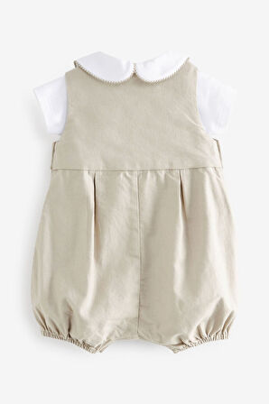 Next Baby % 100 Pamuklu Bej Smart Salopet Body Zıbın Çorap Set