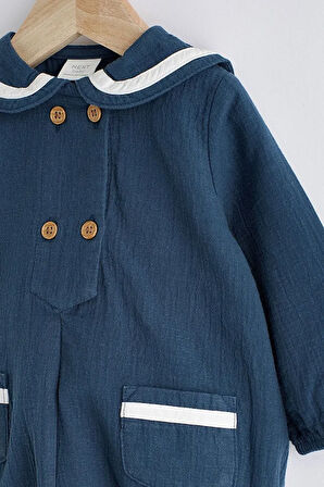 % 100 Pamuklu Lacivert Denizci Romper Çorap Set