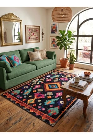Doğal İplik Şönil Dokuma Pamuk Taban Halı Koridor Halısı Kilim – Antre, Salon Ofis Genç Odası