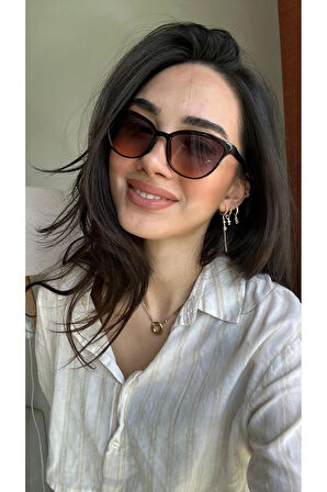 Nancy Cat Eye Çekik Siyah Çerçeve Degrade Camlı Trend Model 56 Ekartman Hafif Güneş Gözlüğü