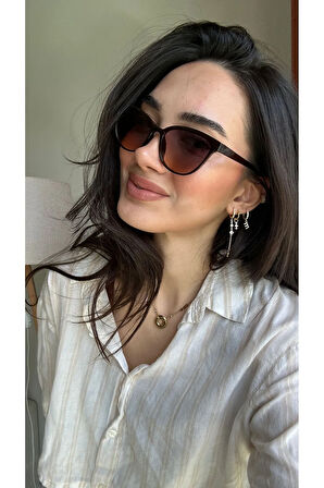 Nancy Cat Eye Çekik Siyah Çerçeve Degrade Camlı Trend Model 56 Ekartman Hafif Güneş Gözlüğü