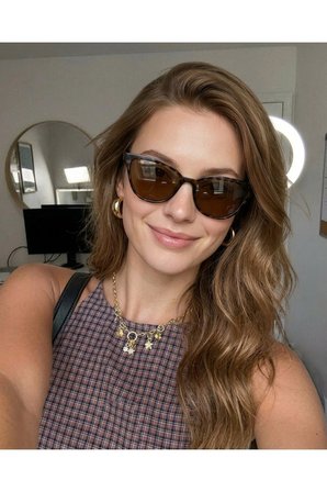Nancy Cat Eye Çekik Leopar Desenli Kahverengi Camlı Hafif Güneş Gözlüğü