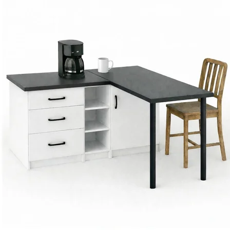 Nara Mutfak Adası -L Mutfak Adası -3 Çekmeceli 1 Kapaklı - Çok Amaçlı Dolap - Alt Modül - Kiler -130 cm