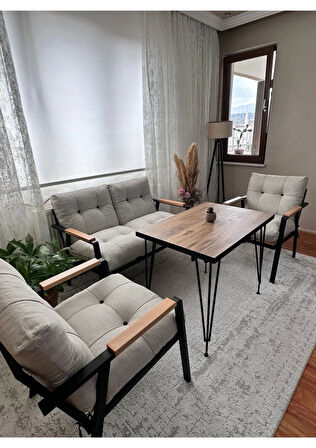Nara Balkon, Bahçe, Cafe - Metal Koltuk Takımı, Bahçe Takımı , Çay Seti, 2+1+1+Masa