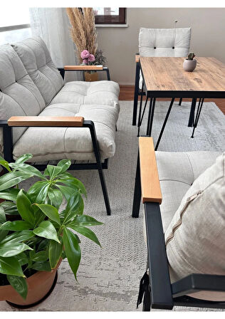 Nara Balkon, Bahçe, Cafe - Metal Koltuk Takımı, Bahçe Takımı , Çay Seti, 2+1+1+Masa