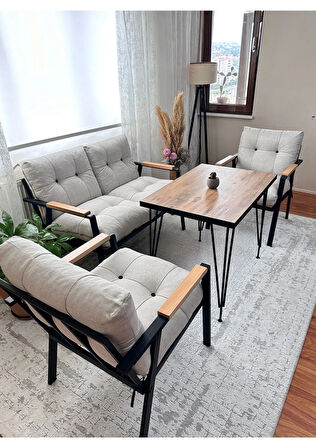 Nara Balkon, Bahçe, Cafe - Metal Koltuk Takımı, Bahçe Takımı , Çay Seti, 2+1+1+Masa