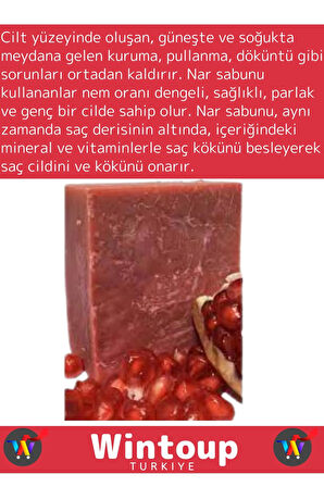 %100 Organik Özel Üretim Bitkisel Güzel Kokulu Cilt Güzelleştirici Nar Sabunu Tüm Ciltler İçin 3 Adt