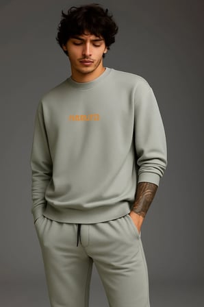 Lenithra Naruto Anime Sırt Baskılı Unisex Oversize Sweatshirt Gri / L
