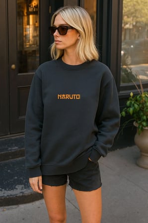 Lenithra Naruto Anime Sırt Baskılı Unisex Oversize Sweatshirt Füme / M
