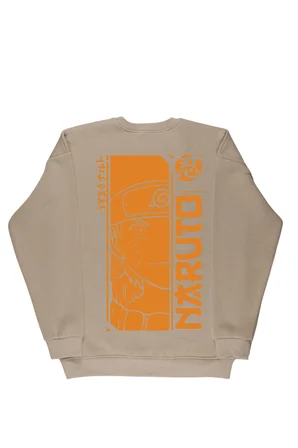 Lenithra Naruto Anime Sırt Baskılı Unisex Oversize Sweatshirt Bej / M