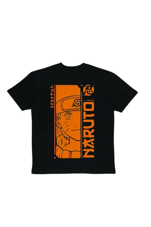 Lenithra Naruto Anime Sırt Baskılı Unisex Oversize T-shirt Siyah / 2XL