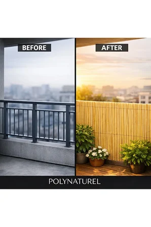 TELLİ DOKUMA Doğal Kamış Çit Bambu Hasır Bahçe Gizlilik Çiti 100x500 cm Balkon Teras Çit