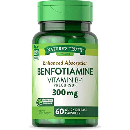 Nature's Truth Benfotiamine 300 mg 60 Kapsul Vitamin B1 Precursor Enhanced Absorption