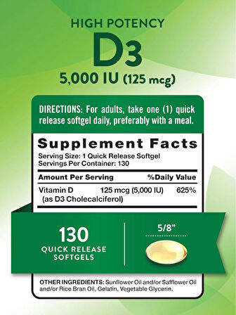 Nature's Truth Vitamin D3 2000 IU 130 Softgels