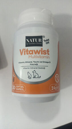 Natur Vitawist Multivitamin Vitamin Mineral Desteği Kedi Köpek İçin 30 Softjel Kapsül 