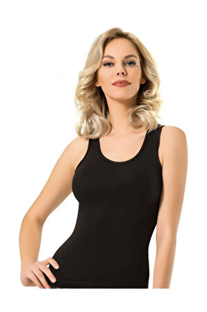 3 Adet Siyah Renk Kalın Askılı Atlet