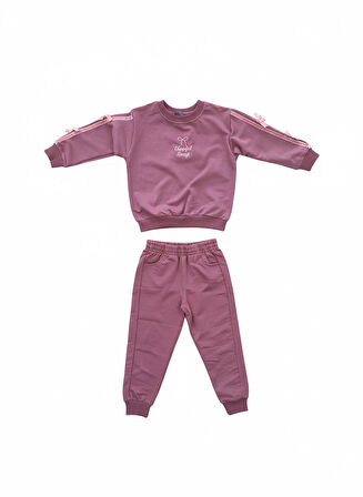 Çocuk Kız Bordo Pamuklu 2’li Takım – Sweatshirt ve Eşofman Altı - 3/6 yaş aralığı