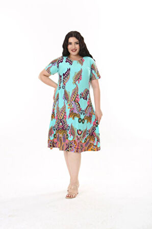 KADIN BÜYÜK BEDEN VİSKON ELBİSE