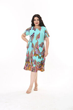 KADIN BÜYÜK BEDEN VİSKON ELBİSE