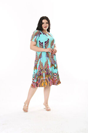 KADIN BÜYÜK BEDEN VİSKON ELBİSE