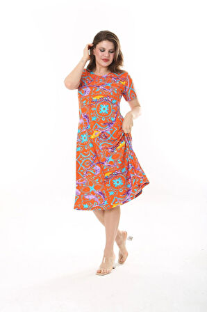 KADIN BÜYÜK BEDEN VİSKON ELBİSE