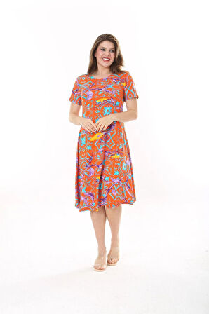 KADIN BÜYÜK BEDEN VİSKON ELBİSE