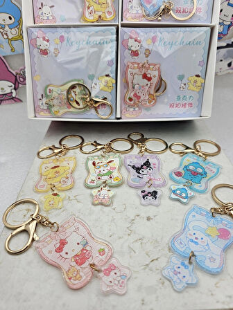 sanrio kawaii şeffaf baskılı parıltılı sevimli anahtarlık çanta süsü hediyelik model seçenekli 1adet