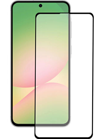 Samsung Galaxy A56 Uyumlu Anti Static Toz Tutmayan Çerçeveli Temperli Ekran Koruyucu Cam