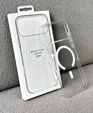 iPhone 17 PRO MAX Uyumlu Magsafe Kablosuz Şarj Özellikli Şeffaf Silikon Kılıf