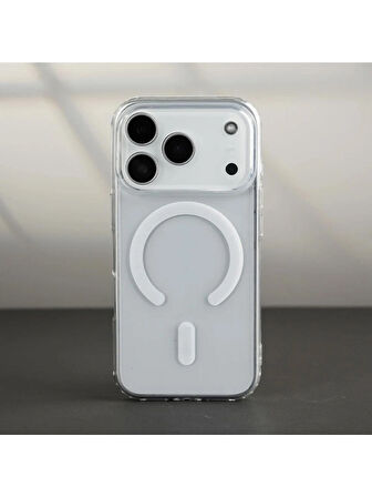 iPhone 17 PRO Uyumlu Magsafe Kablosuz Şarj Özellikli Şeffaf Silikon Kılıf