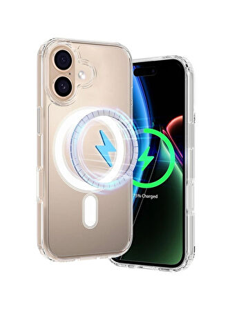 iPhone 17 Uyumlu Magsafe Kablosuz Şarj Özellikli Şeffaf Silikon Kılıf