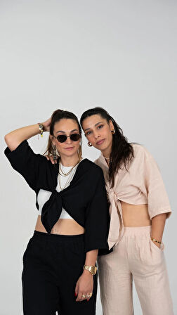 Niece Bej Rengi Müslin Pantolon