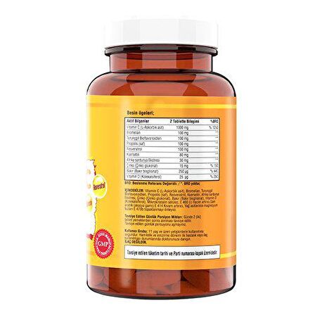 Vitamin C Çinko Propolis Vitamin D Quercetin Resveratrol 60 Tablet