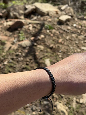 Hematit Bileklik - Nancy Black Bileklik - Tasarım Bileklik Özel Kesim Ayarlanabilir