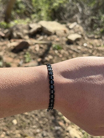 Hematit Bileklik - Nancy Black Bileklik - Tasarım Bileklik Özel Kesim Ayarlanabilir