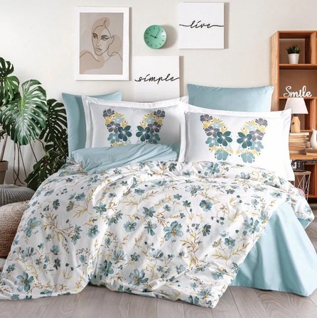 Hobby Çift Kişilik Poplin Nevresim Belis Turkuaz