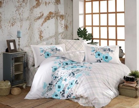 Hobby Kingsize Poplin Nevresim Belinda Mavi