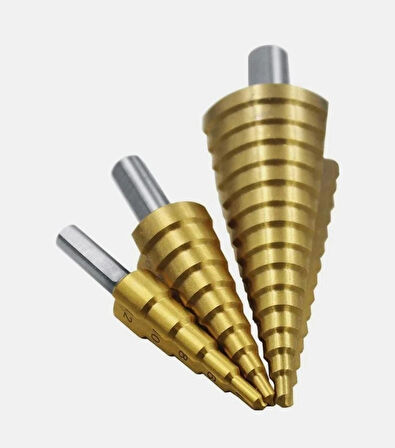 Yüksek Kaliteli Demir Delme Pançı Şarjlı Matkap Uyumlu Üç Farklı Boyutta Kademeli Delme Panç Seti