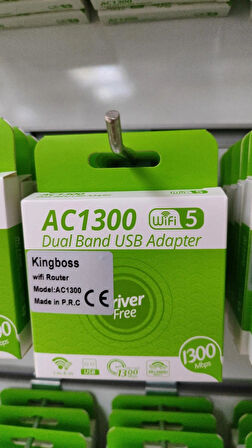  AC1300 Mbps Dual Band 2.4G/5G USB 3.0 Adaptör Kablosuz Wifi Alıcı Kingboss