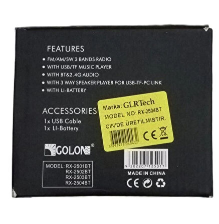 Radyo RX-2503BT Fm 3 Bant USB, Hafıza Kartı, Bluetooth Okuyucu - Kompakt ve Lüks