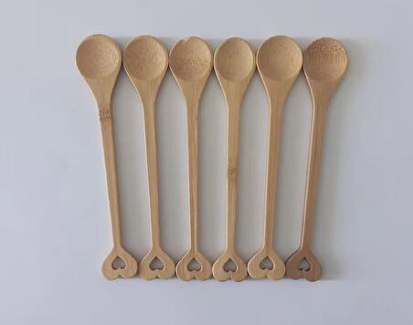 Ahşap Kaşık Kalp Desenli 14cm