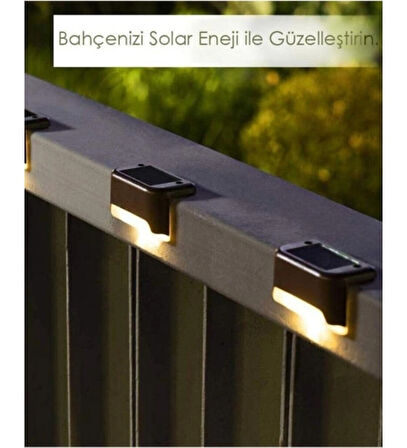 Solar Güneş Enerjili Şarj Edilen Köşebent Merdiven Veranda Bahçe Led Lamba Siyah (4adet)