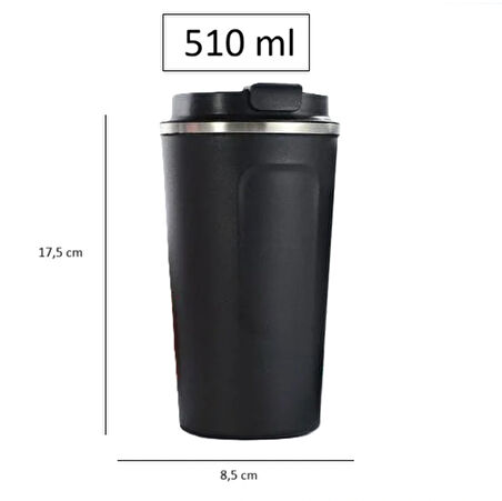 Termal Kahve Kupası 510 ML Paslanmaz Çelik Vakumlu Matara Yalıtımlı Bardak Su Şişesi