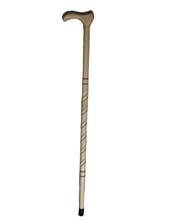 Ahşap Baston, Asa, Kıvrımlı Desenli, 90cm
