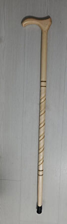 Ahşap Baston, Asa, Kıvrımlı Desenli, 90cm