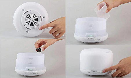 Oda Hava Nemlendirici, Buhar Makinesi ve Aroma Difüzörü 500 ml 12w güç 17x13cm