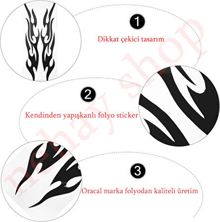 Şık Tasarım Motosiklet Sticker Alev 31*12 cm / Oracal