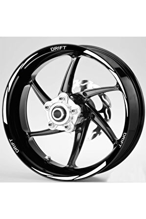 Şık Tasarım  motosiklet Jant Şeridi Mondial Drift Uyumlu Beyaz Yazılı 3 Parçalı Sağ-Sol/Ön-Arka